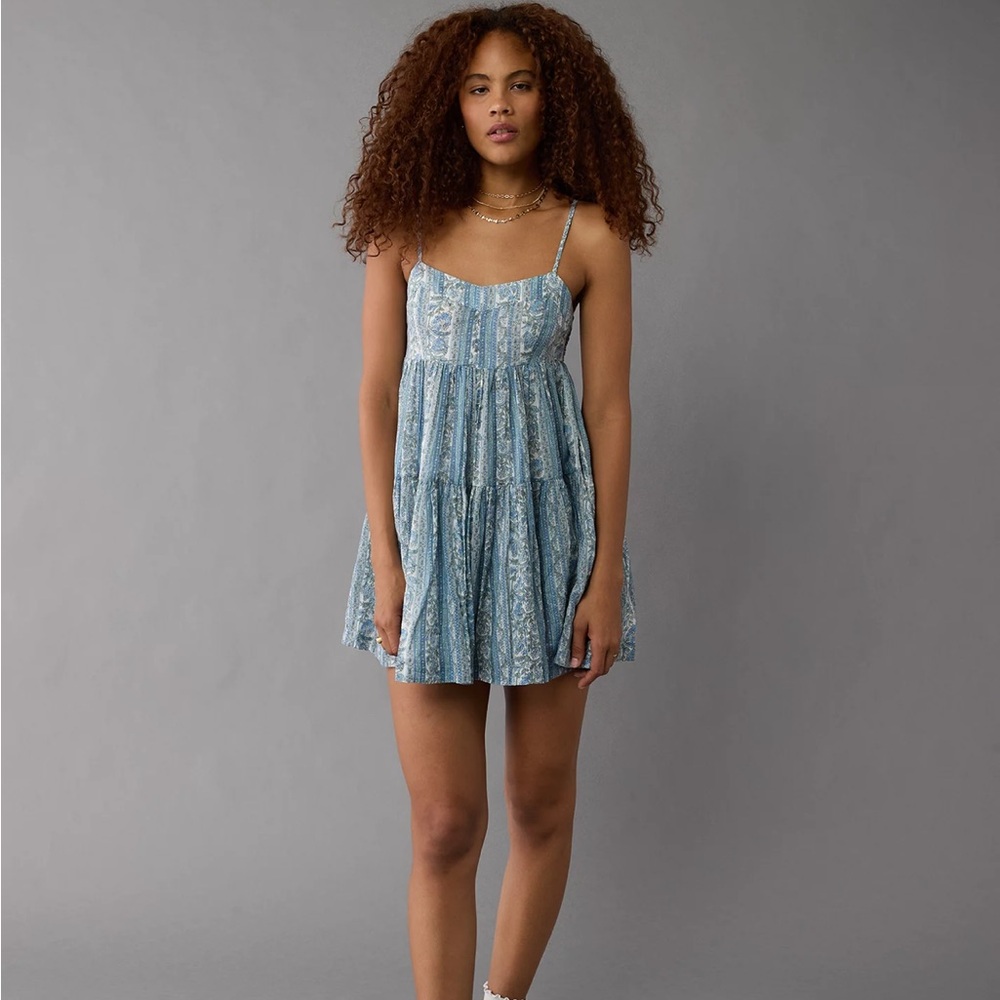 American Eagle Tiered Babydoll Mini Dress 100% Cotton